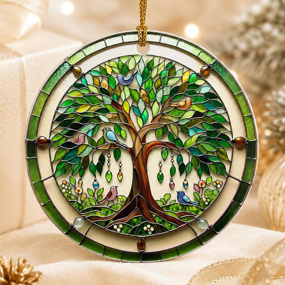 Tree of Life Gift, Personalized Ceramic Ornament with Colorful Birds