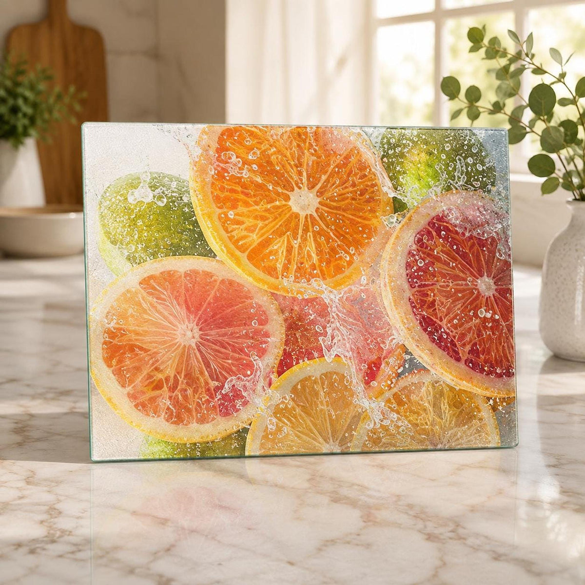 Glass Cutting Board, Citrus Charcuterie Tray, 8 x 11 or 11 x 15 Inch