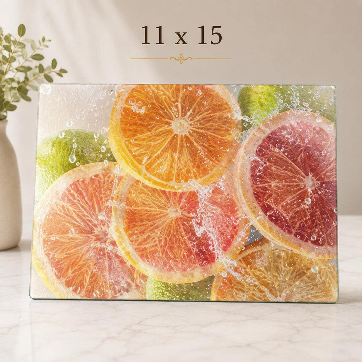 Glass Cutting Board, Citrus Charcuterie Tray, 8 x 11 or 11 x 15 Inch