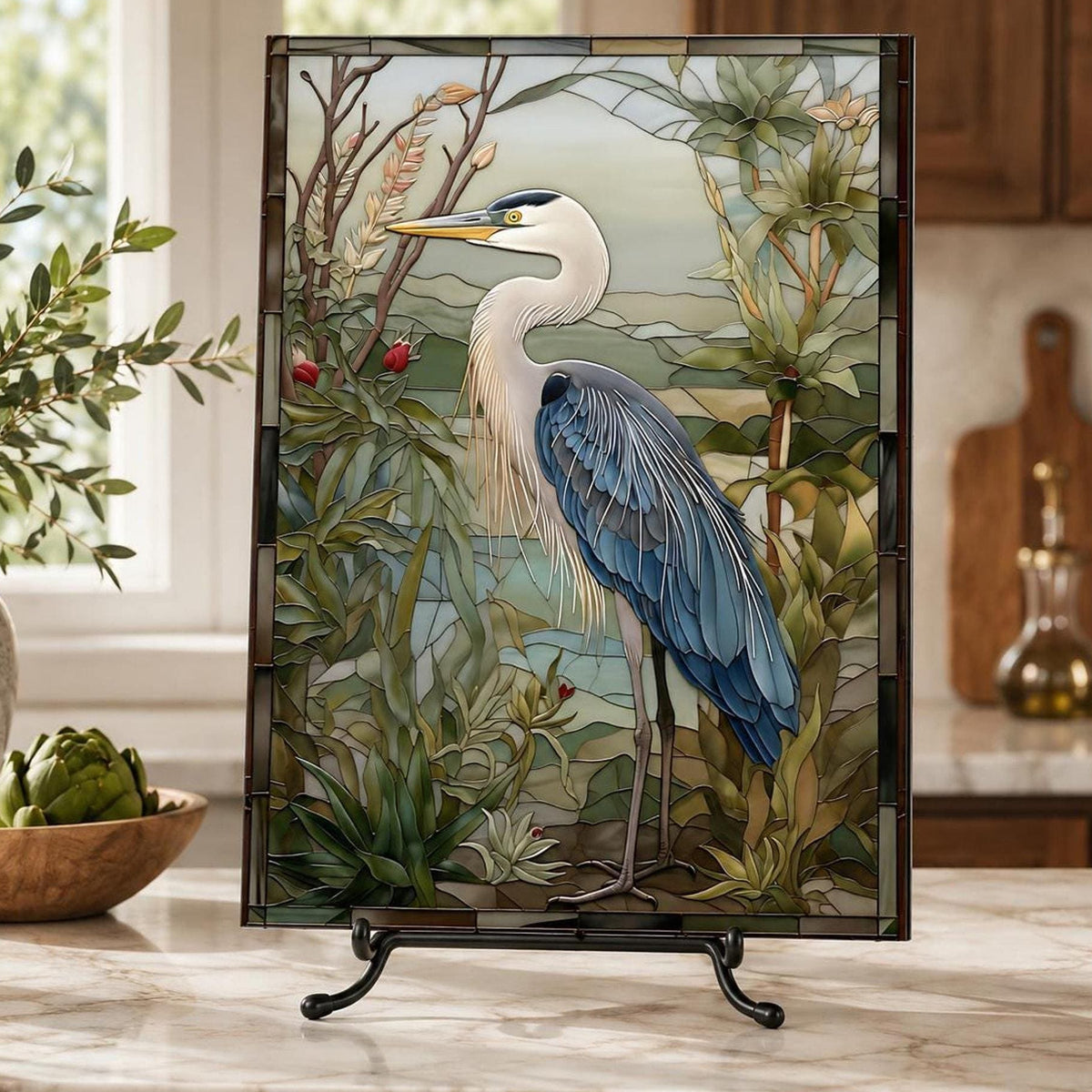 Glass Cutting Board, Tempered Heron Charcuterie Tray, 8 x 11 or 11 x 15 Inch