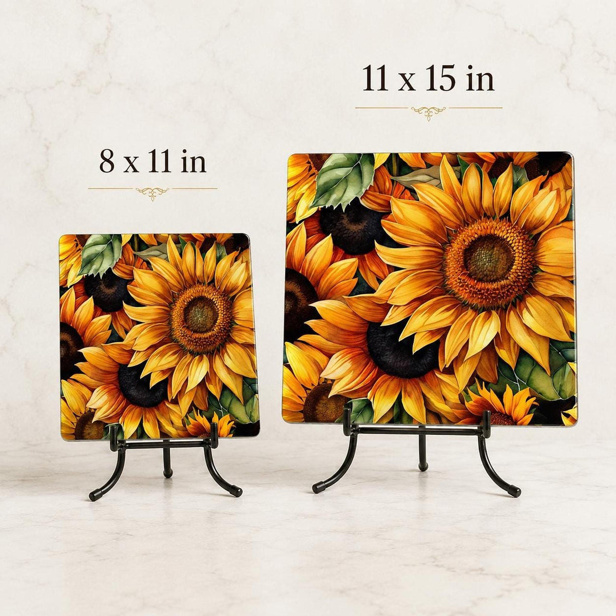 Glass Cutting Board, Sunflower Artwork, 8 x 11 or 11 x 15 Inch