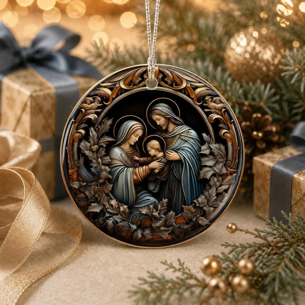 Holy Family Ornament, 3-Inch Ceramic Nativity Keepsake