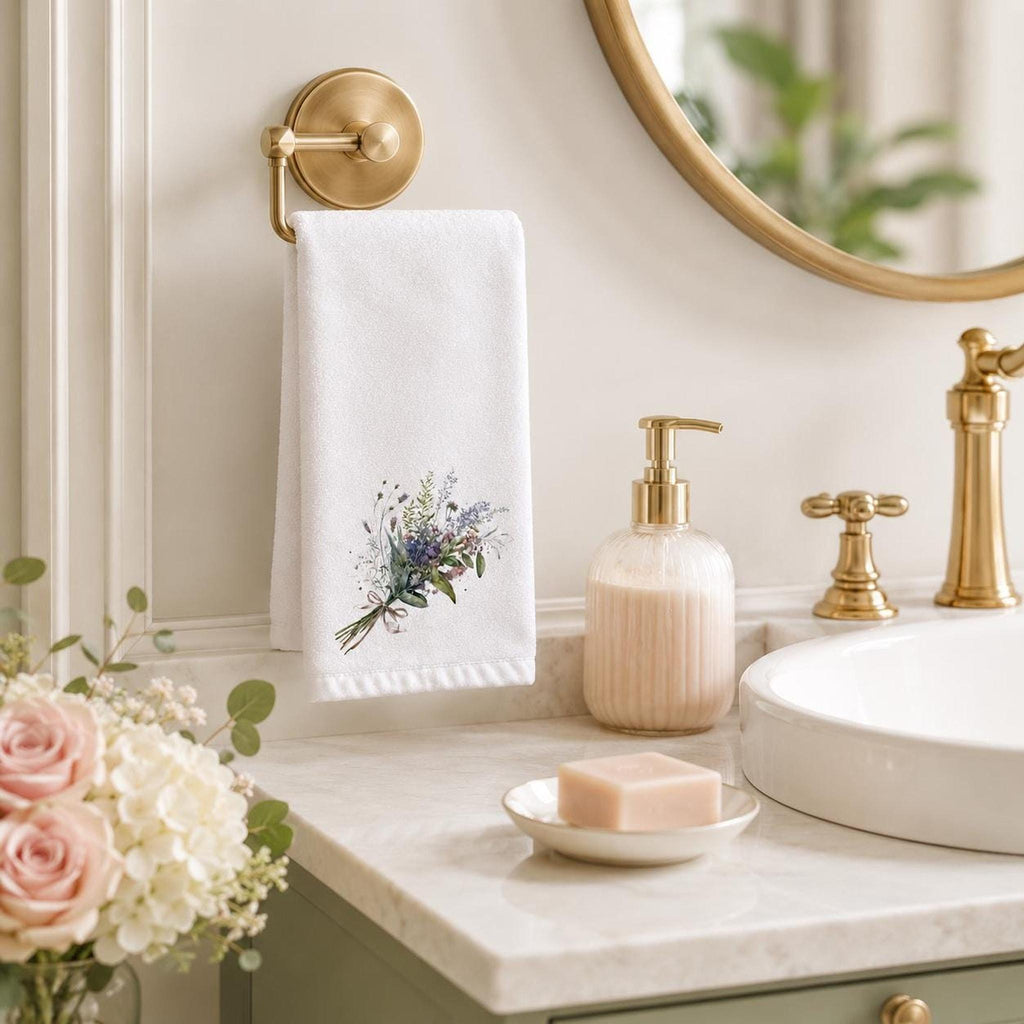 Fingertip Towel, Wildflower Bouquet, Sheared Polyester Front, Cotton Terrycloth Back