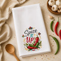 Kitchen Towel, White Waffle Weave with Chili Pepper Artwork