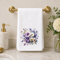 Pansy Hand Towel, Floral Bathroom Decor with Sublimation Design