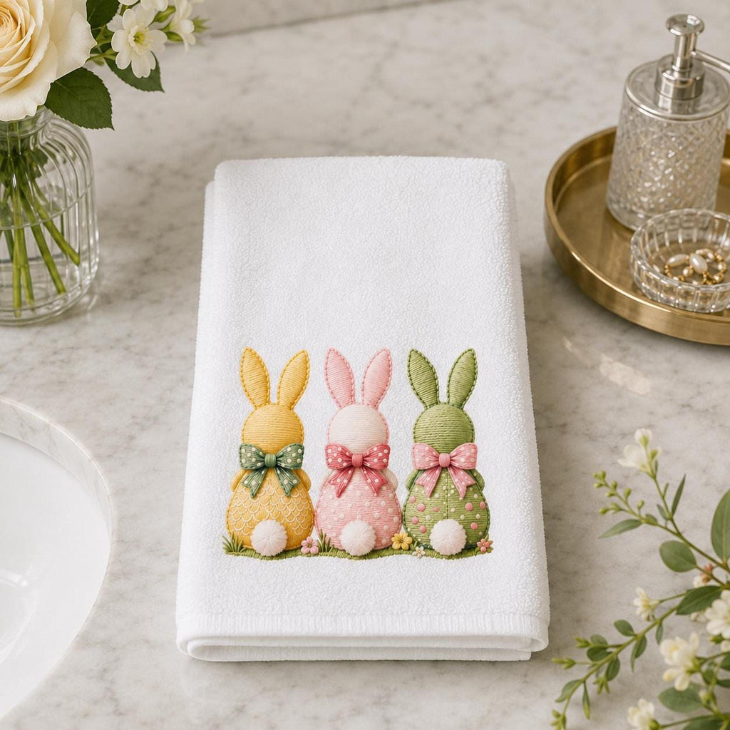 Bunny Hand Towel for Spring Decor, Adorable Easter Home Accent