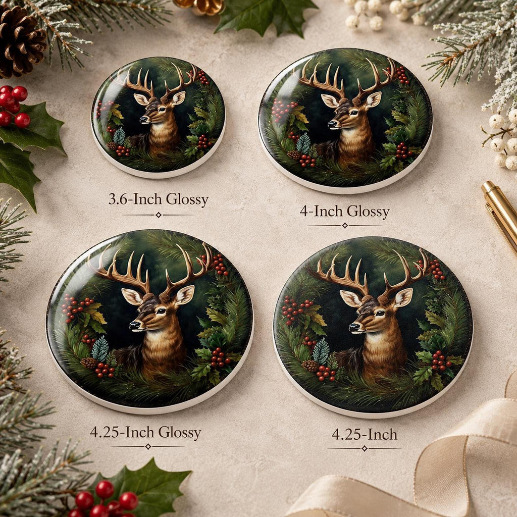 Holiday Deer Coaster, Ceramic Christmas Desk Decor with Cork Backing