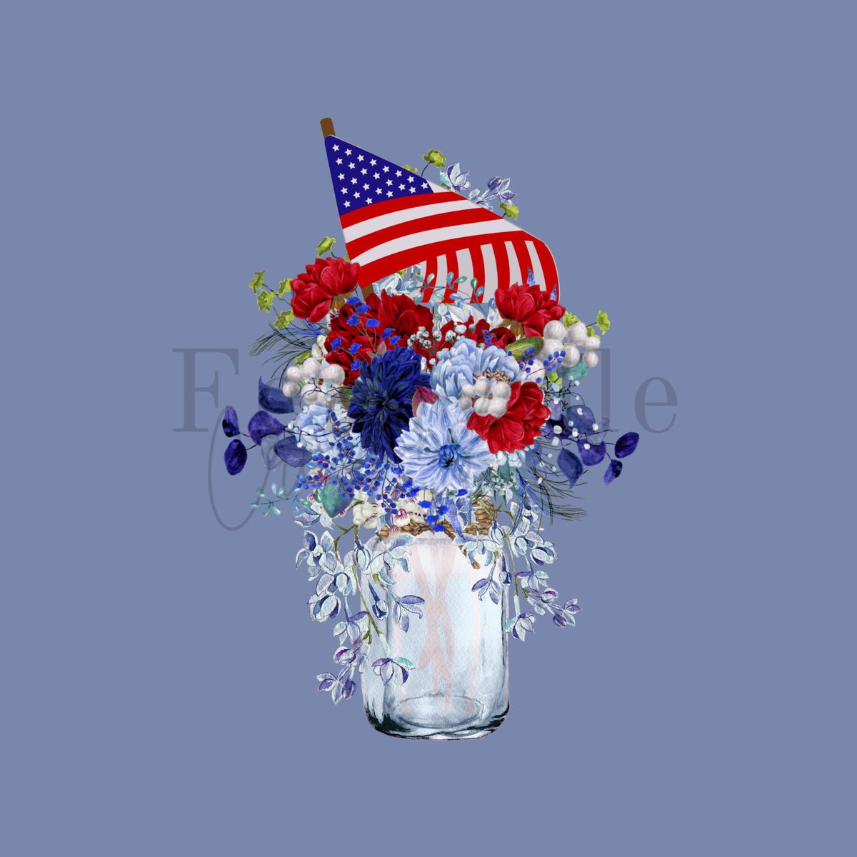 Patriotic Towel with Floral Design, Americana Fingertip for Bath
