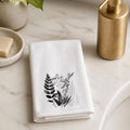Fingertip Towel, White Botanical Decor with Black Floral Print