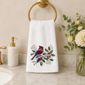 Christmas Hand Towel with Cardinal Design, 15 x 25 Soft Cotton Terry