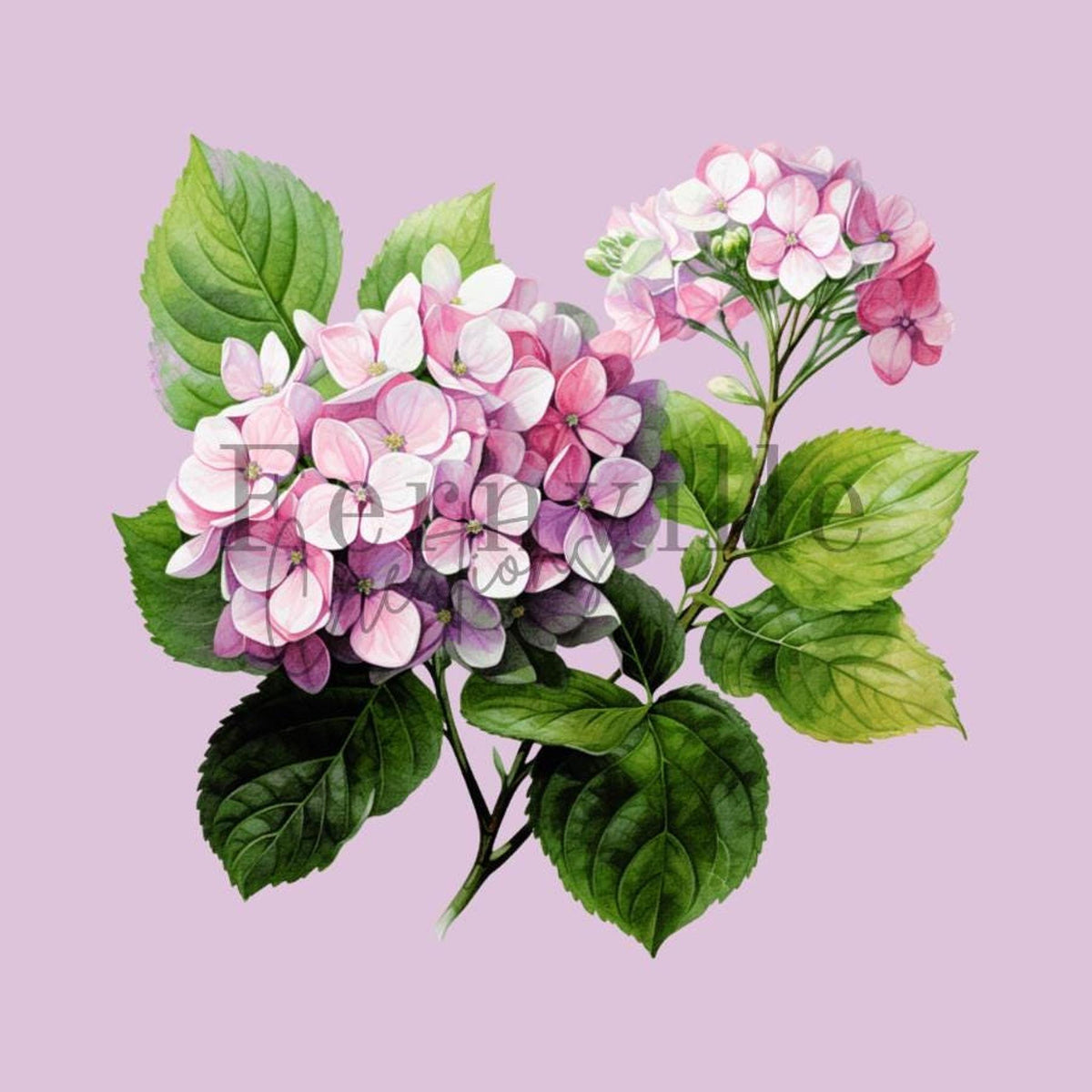 Pink Hydrangea Towel, Floral Bathroom Decor with Soft Cotton Terrycloth