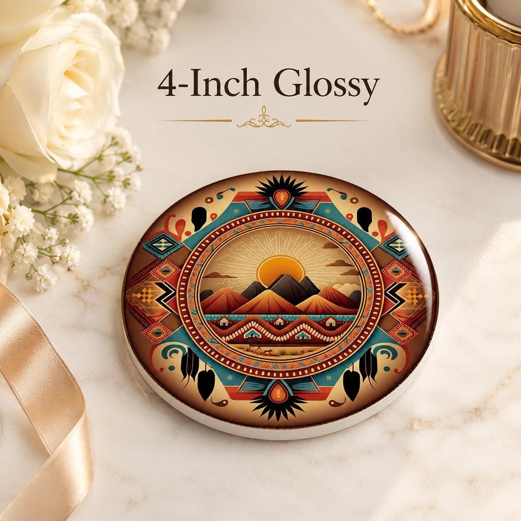 Southwest Coaster, Ceramic Drink Mat with Sunset Mountain Design