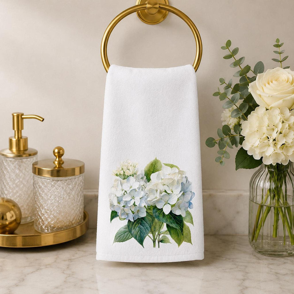 Hydrangea Hand Towel, 15 × 25 Inches, Sheared Polyester Front