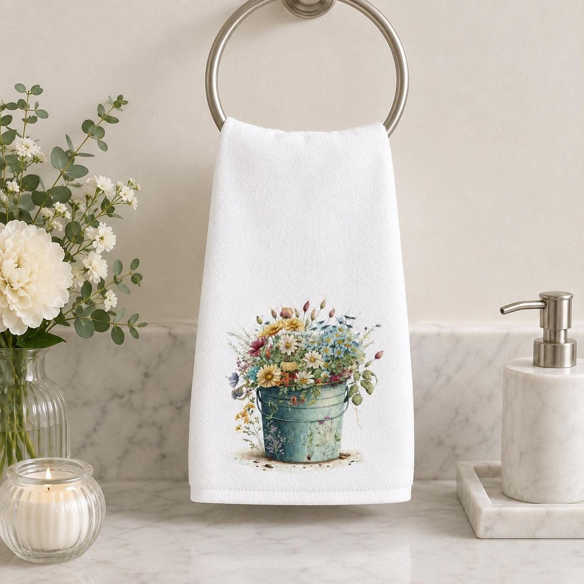 Wildflower Towel, 15 × 25 Inch Sheared Polyester Front, Cotton Terrycloth Back