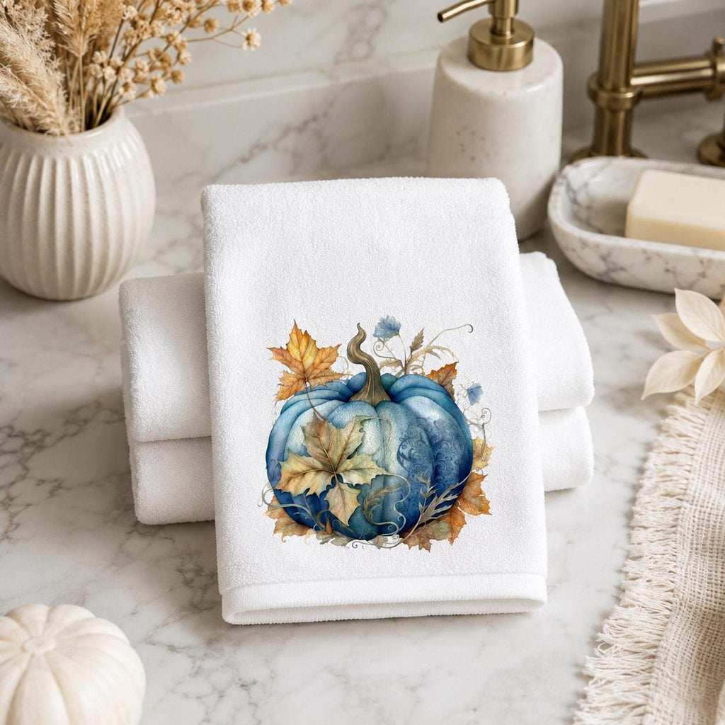 Blue Pumpkin Fingertip Towel, 11 x 18-Inch Cotton Terrycloth Back