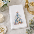 Coastal Christmas Hand Towel, Seashell Tree Decor, Starfish Holiday Accent, Beach Lover Gift