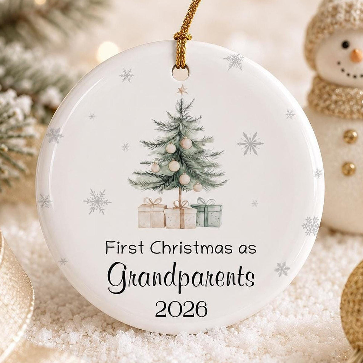Grandparent Ornament, First Christmas as Ceramic Keepsake, Customizable Options Available