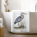 Blue Heron Watercolor Bath Towel, Nature Inspired Coastal Decor