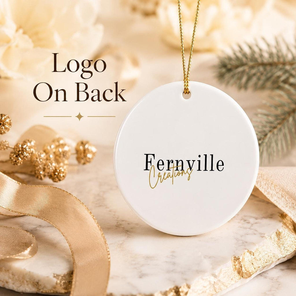 Snowman Ornament, Ceramic Holiday Keepsake with Leaded Glass Design