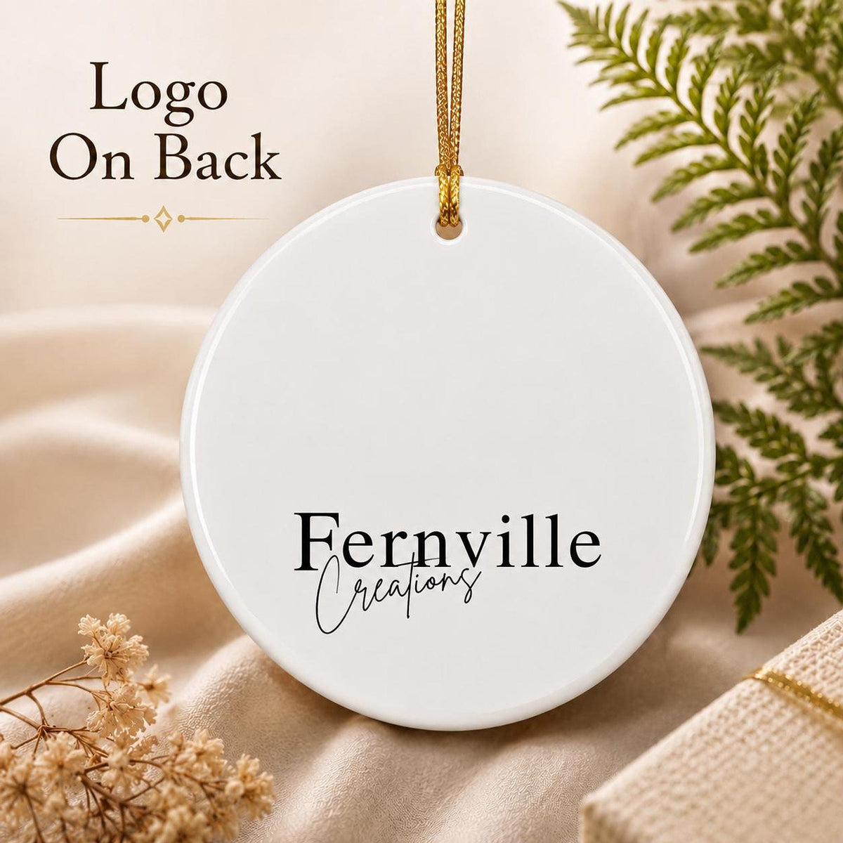 Lavender Ornament, Round Ceramic Keepsake with Botanical Design