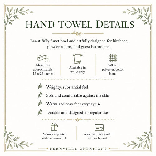 Bee Hand Towel, Blue Botanical Design for Powder Room Decor