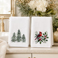 Christmas Towel Set, Cardinal & Evergreen Fingertip for Holiday Decor
