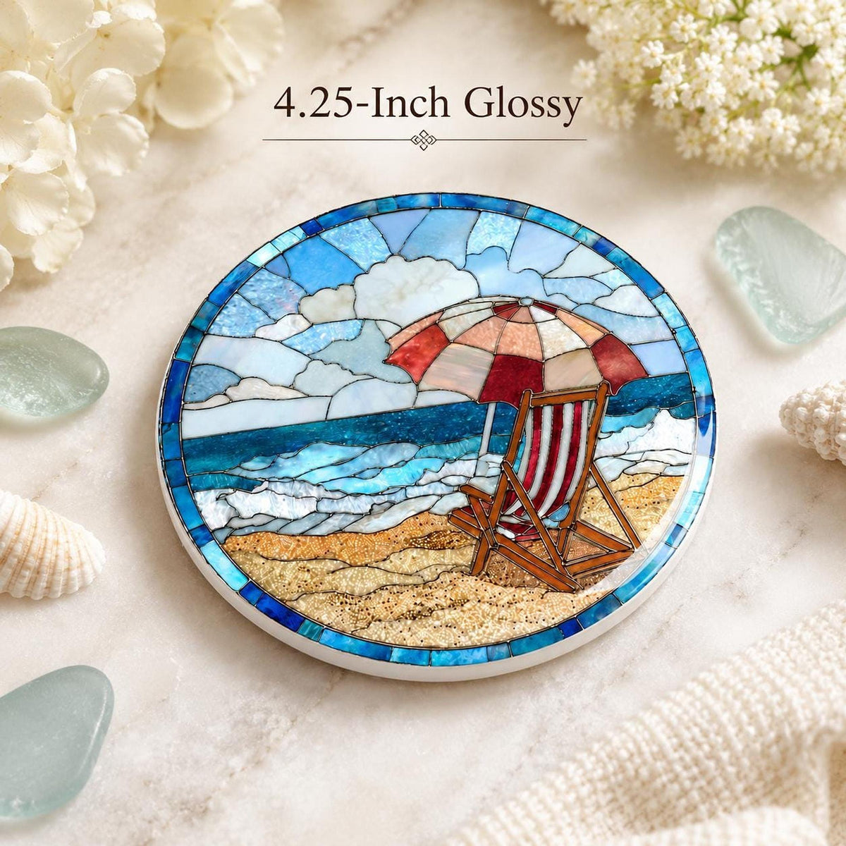 Beach Coaster with Chair Design, Ceramic Summer Decor