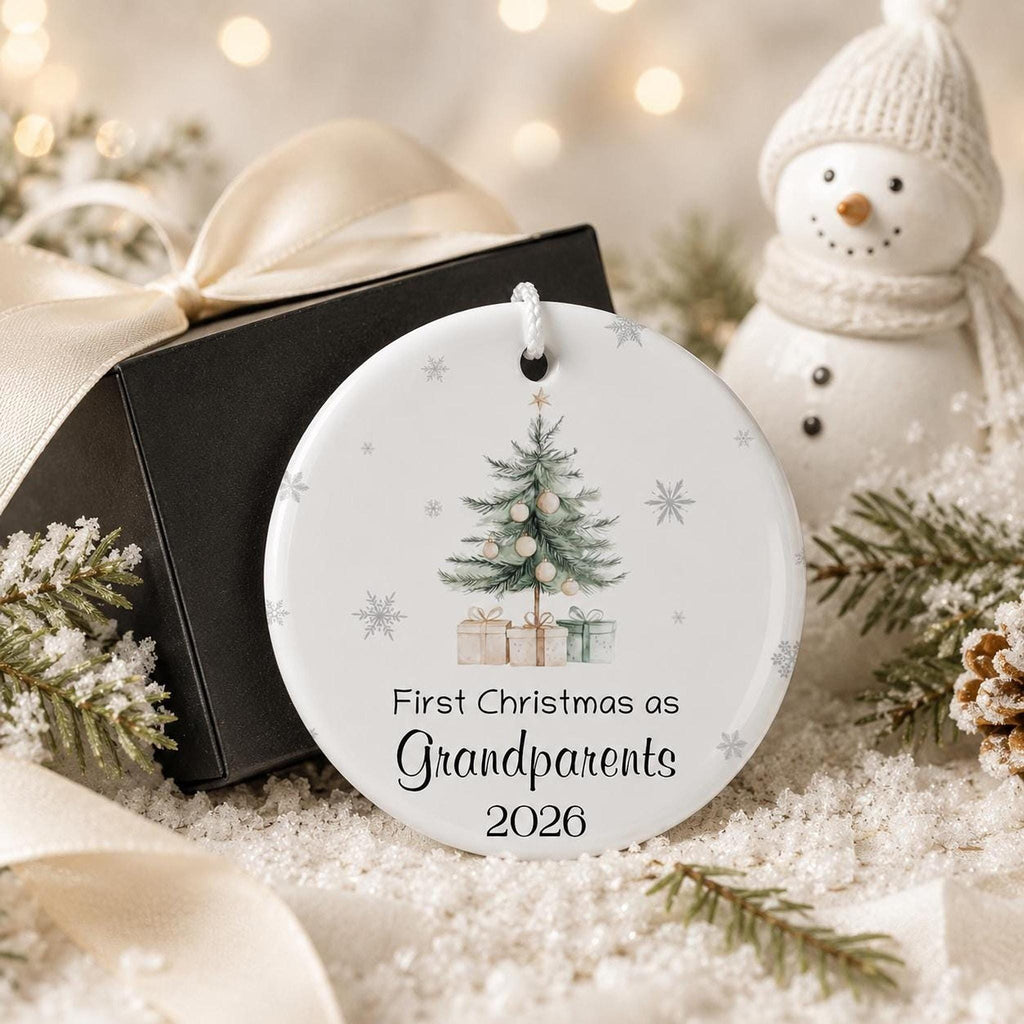Grandparent Ornament, First Christmas as Ceramic Keepsake, Customizable Options Available