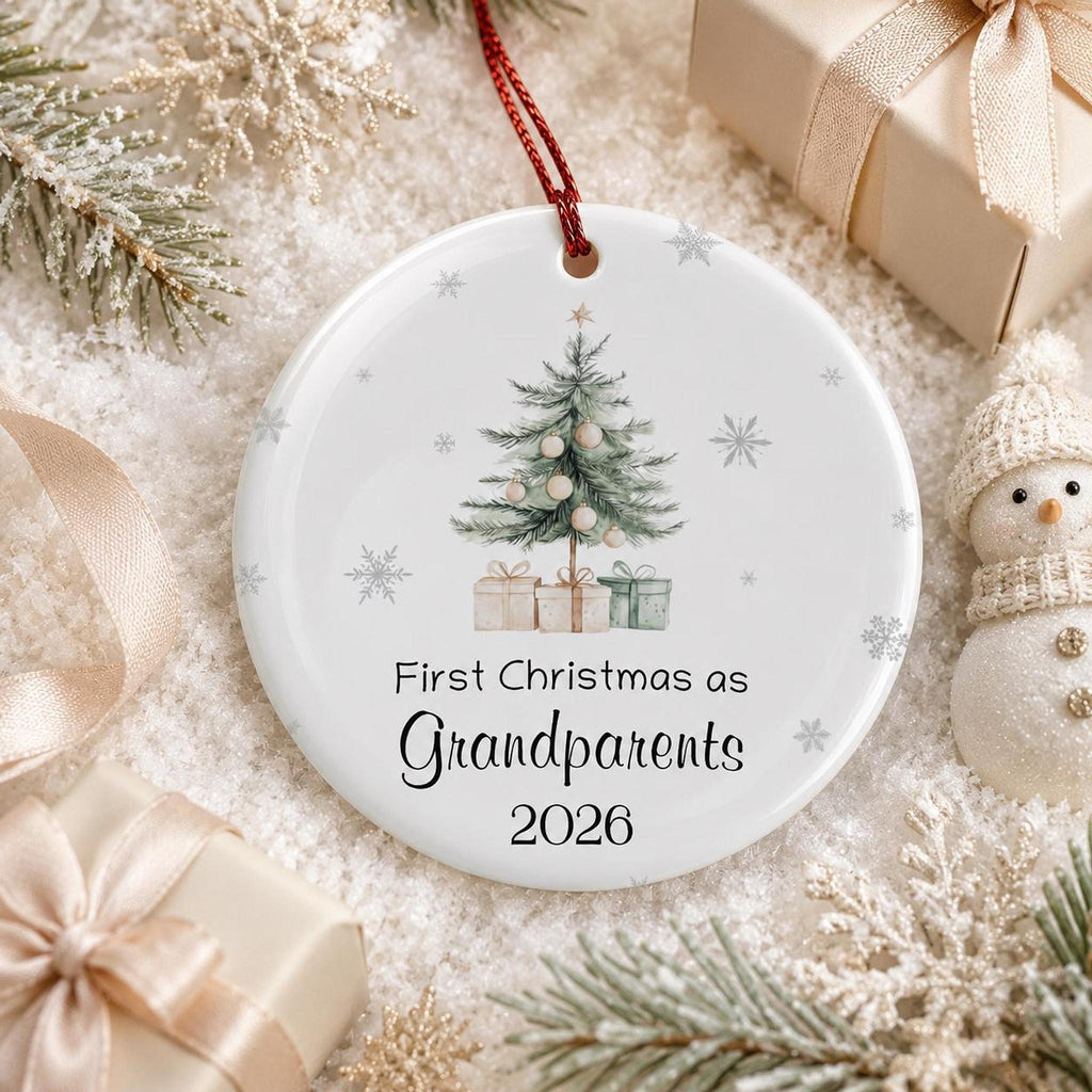 Grandparent Ornament, First Christmas as Ceramic Keepsake, Customizable Options Available