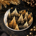 Christmas Coaster with Golden Tree Design, Elegant Ceramic Holiday Decor