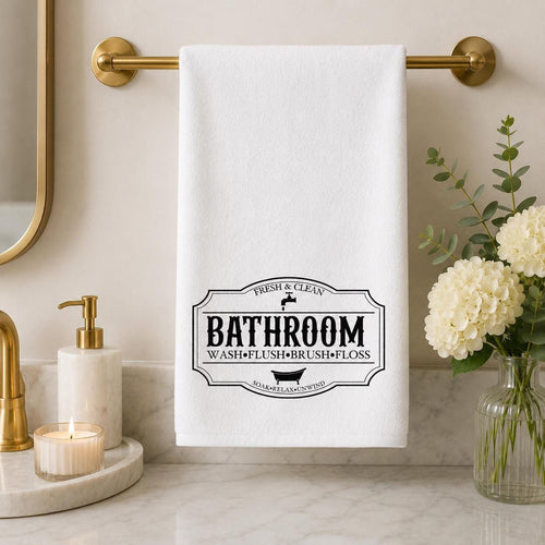 Bathroom Hand Towel with Vintage Design, Fresh & Clean Powder Room Decor
