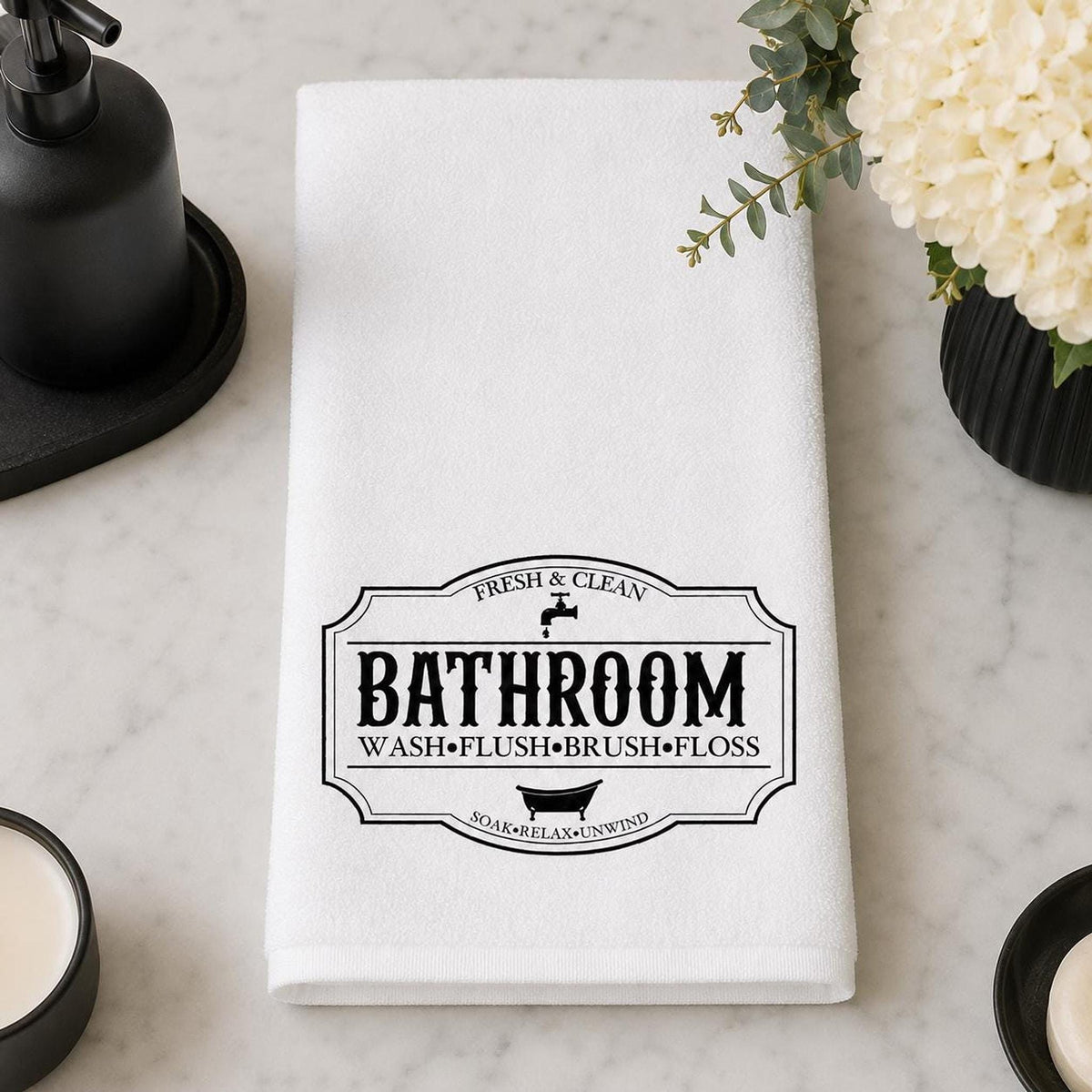 Bathroom Hand Towel with Vintage Design, Fresh & Clean Powder Room Decor