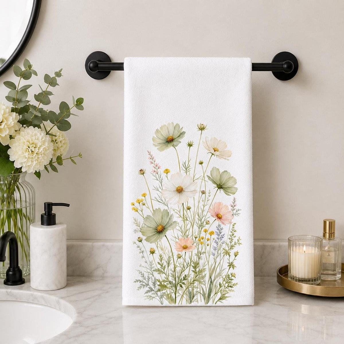 Wildflower Towel, 15 × 25 Inch Polyester Front, Cotton Terry Back