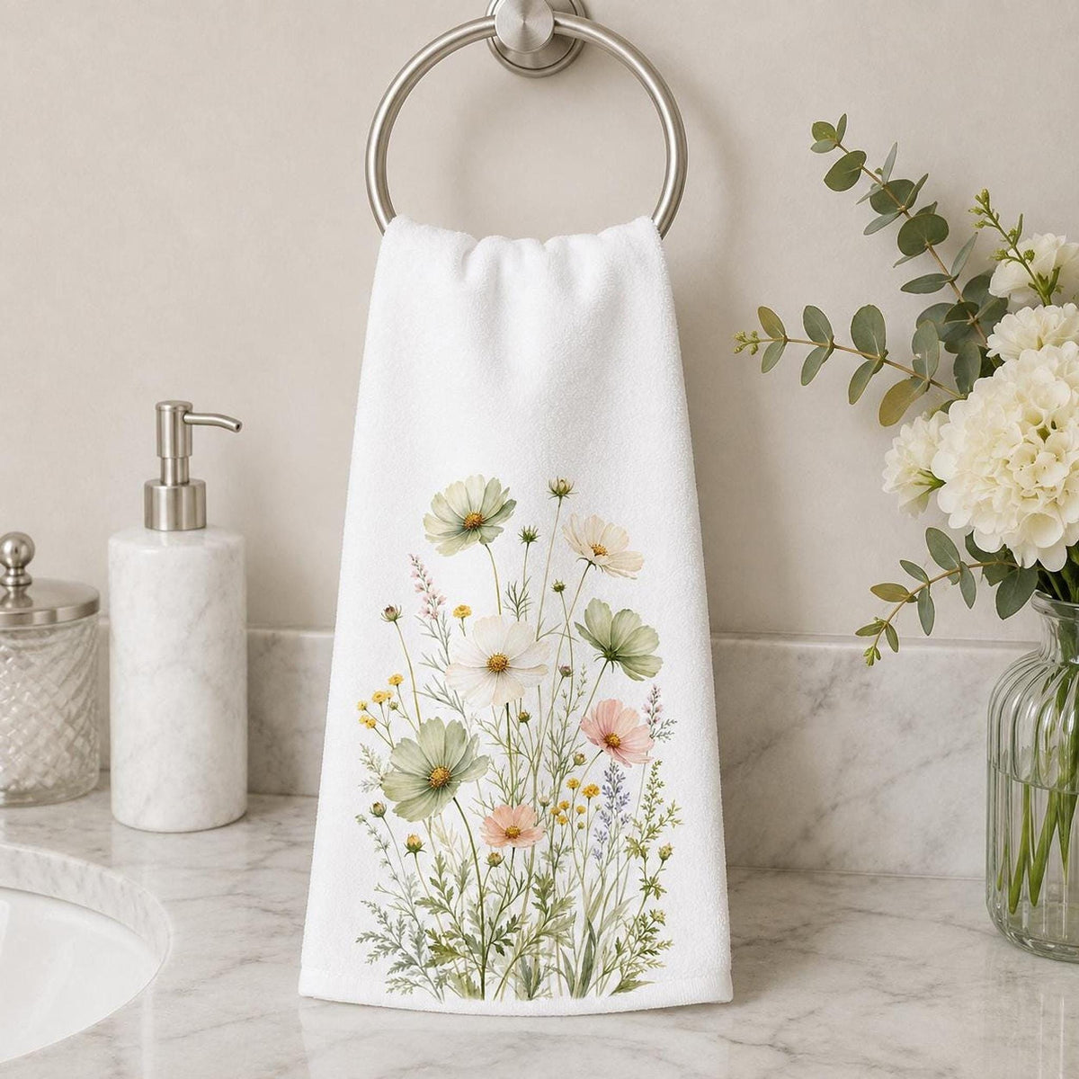 Wildflower Towel, 15 × 25 Inch Polyester Front, Cotton Terry Back