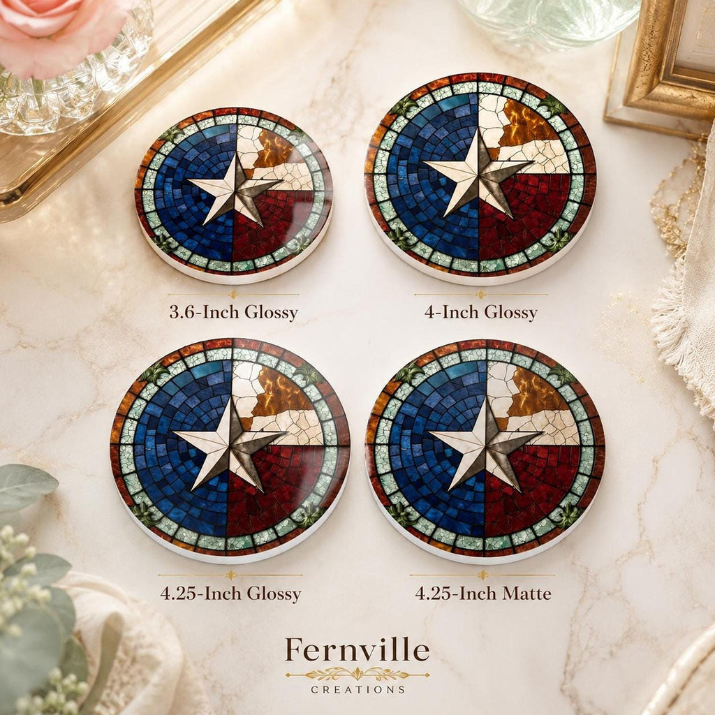Ceramic Coaster, American Flag Design with Glossy or Matte Finish