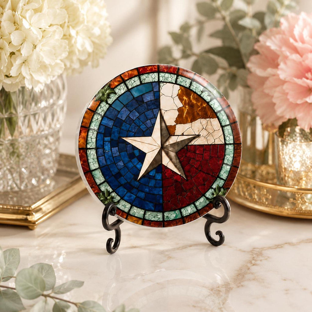 Ceramic Coaster, American Flag Design with Glossy or Matte Finish