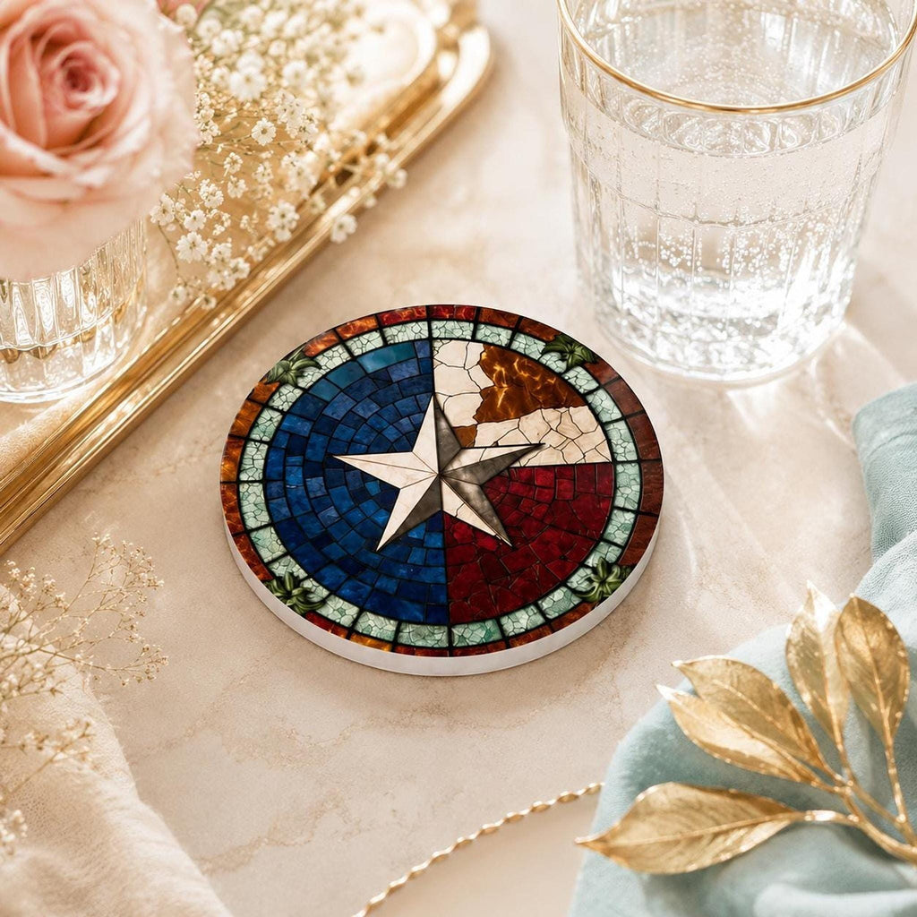 Ceramic Coaster, American Flag Design with Glossy or Matte Finish