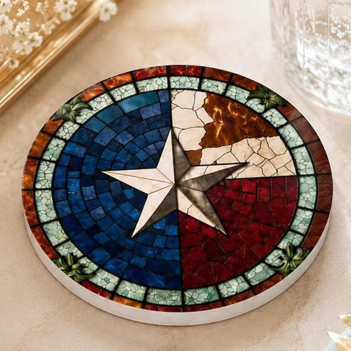 Ceramic Coaster, American Flag Design with Glossy or Matte Finish