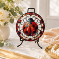Ladybug Coaster, Ceramic Daisy Garden Decor with Glossy or Matte Finish