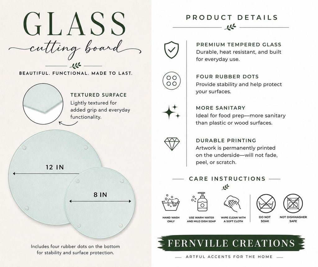 Round Cutting Board, Tempered Glass Sailboat Design, 8-Inch Or 12-Inch