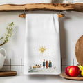 Christmas Towel, Warm White Microfiber Waffle Weave Nativity Scene