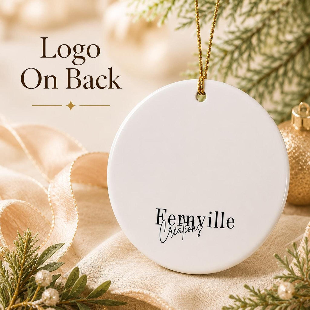 Bee Ornament, 3-Inch Round Ceramic Floral Keepsake with Leaded-Glass Look