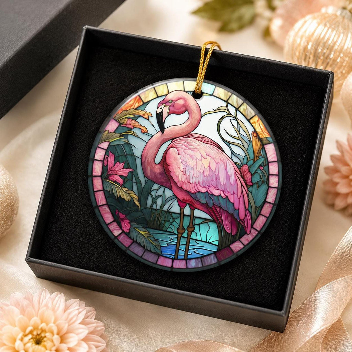 Flamingo Ornament, 3-Inch Ceramic Tropical Holiday Decor with Optional Personalization