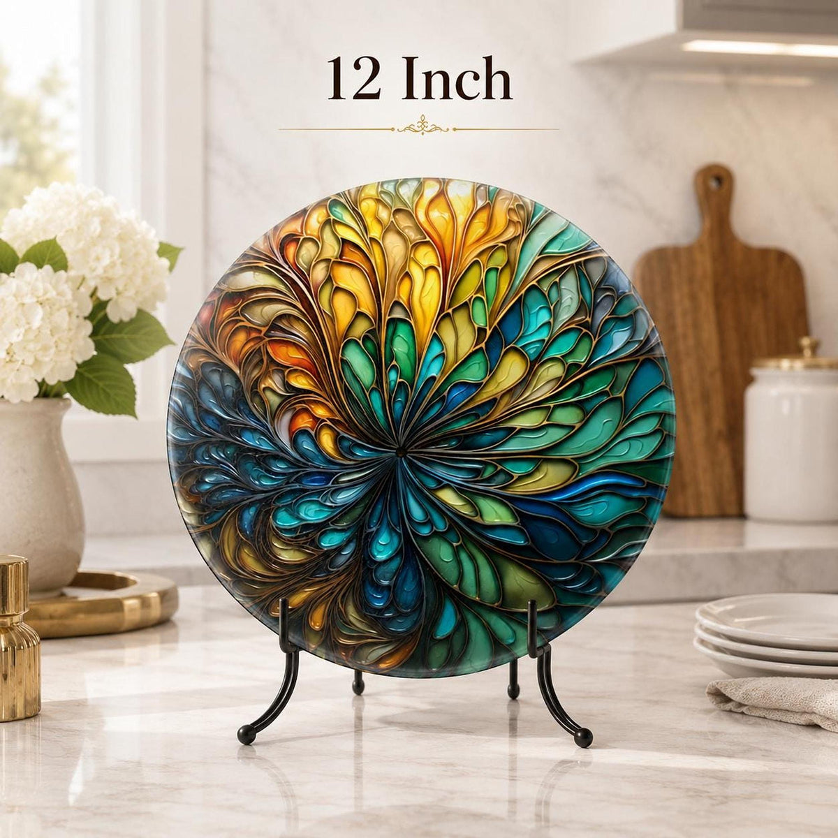 Glass Cutting Board, Round Tempered Charcuterie Serving Platter