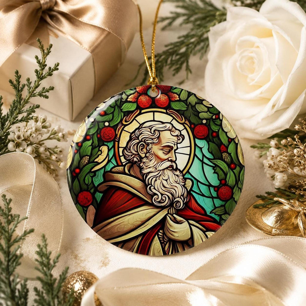 St Nicholas Ornament, 3-Inch Glossy Ceramic Christmas Keepsake