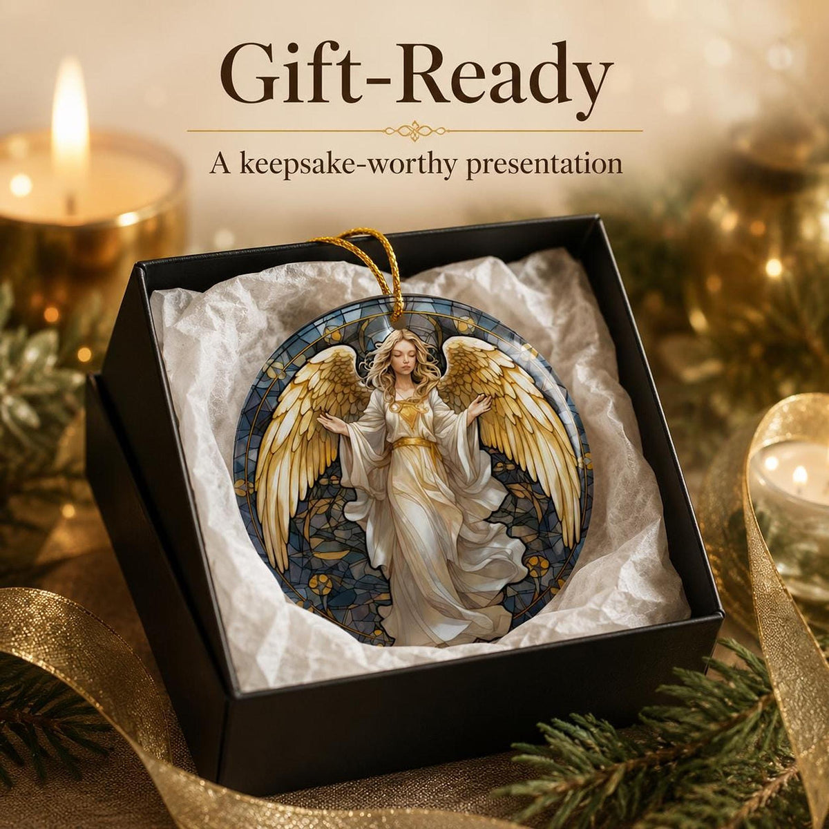 Angel Ceramic Ornament, Christmas Tree Decor, Heavenly Holiday Accent, Memorial Keepsake Gift