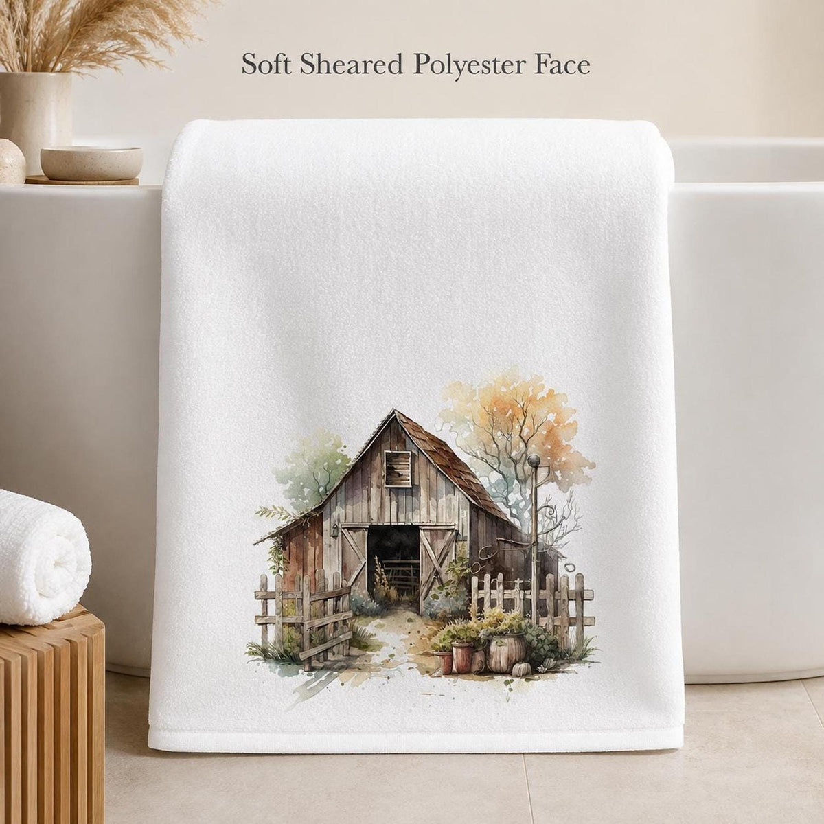 Rustic Barn Towel, 24 × 42 Inch Polyester Face, Farmhouse Bathroom Decor