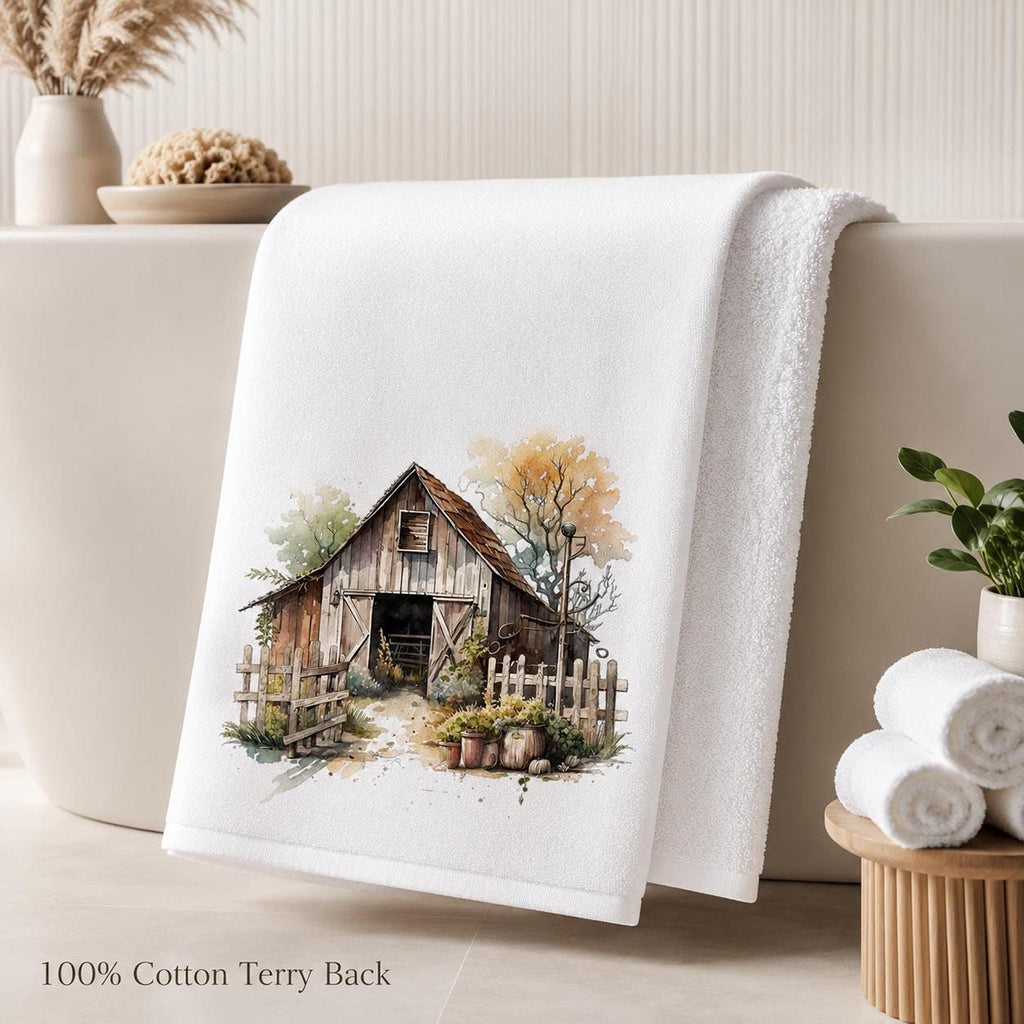 Rustic Barn Towel, 24 × 42 Inch Polyester Face, Farmhouse Bathroom Decor