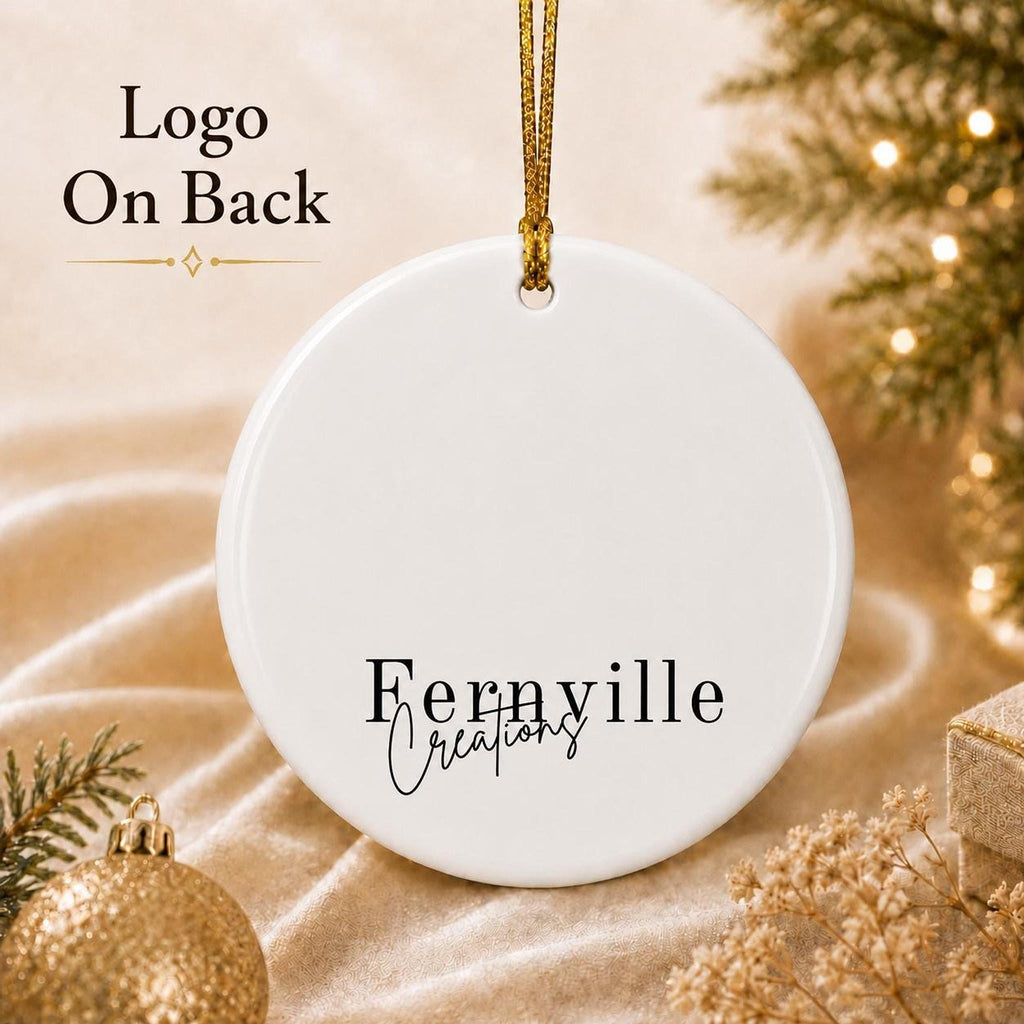 Snowman Ornament, Round Ceramic Winter Village Decor, Glossy Printed Holiday Keepsake