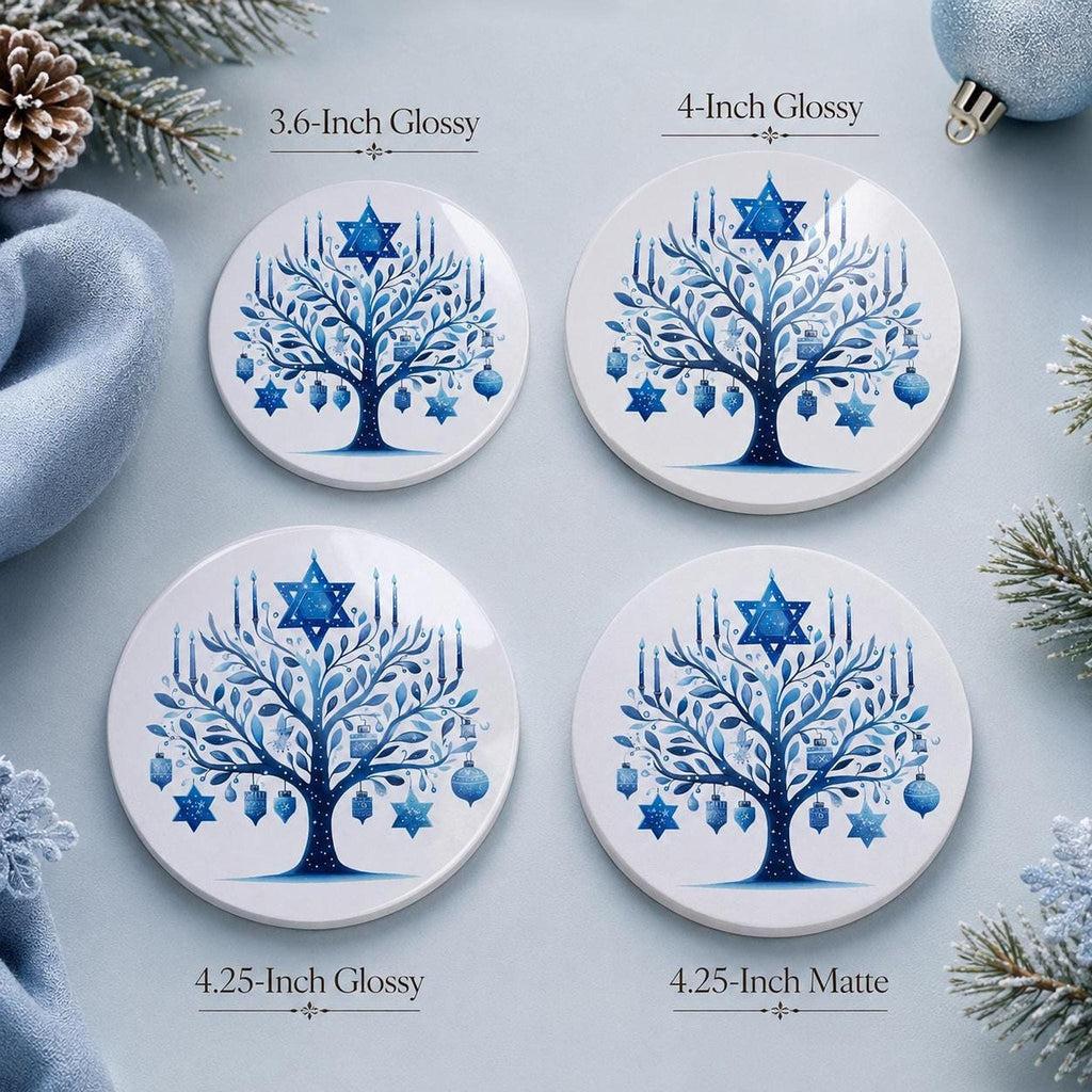 Hanukkah Coaster, Blue Ceramic Star Of David Decor, Glossy Or Matte Finish